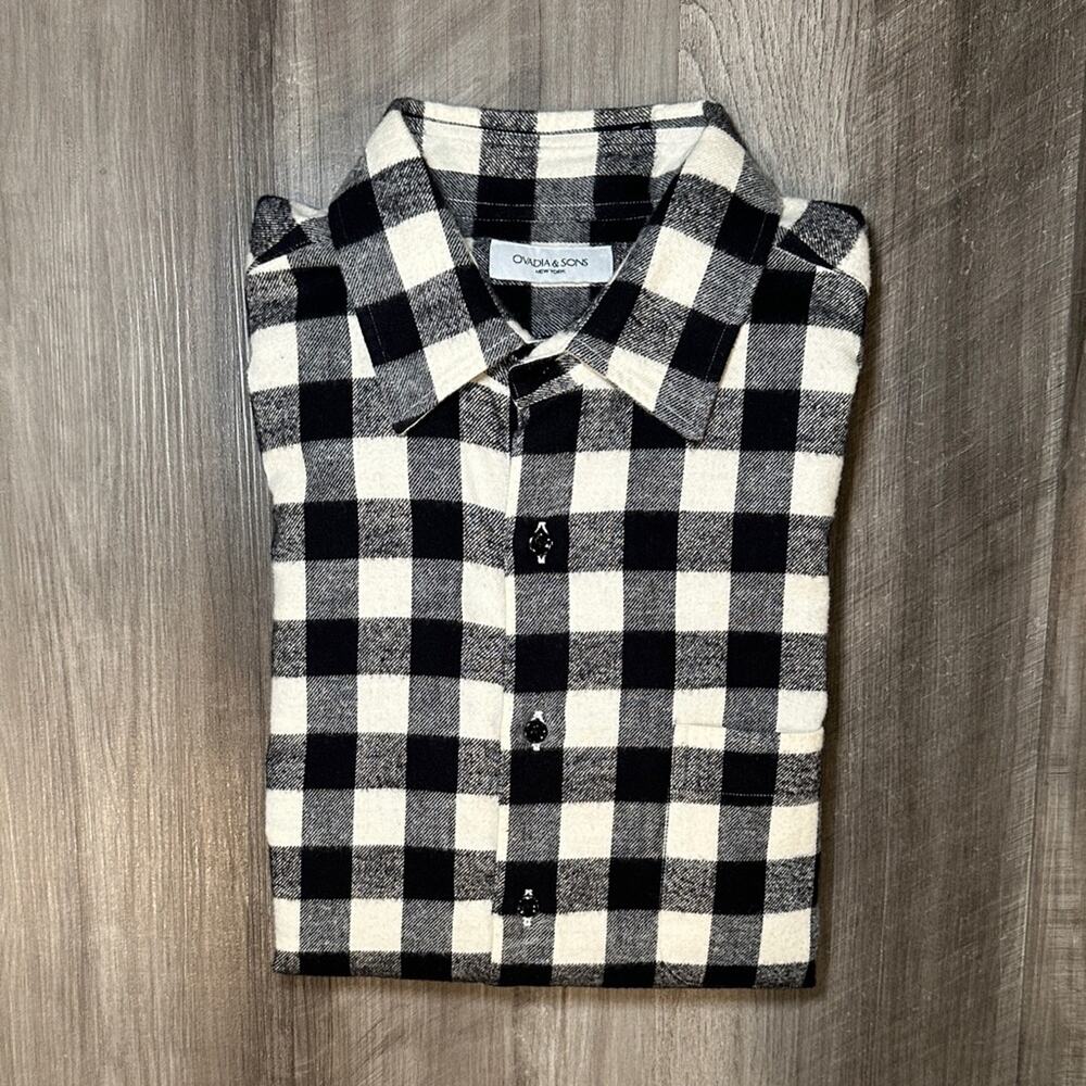 Ovadia & Sons Flannel Checkered Made in Italy Long Sleeve Button Down - Medium